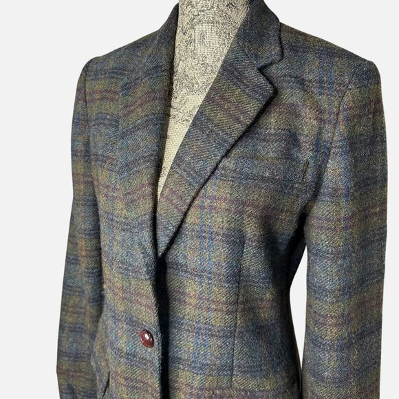 VTG LAUREN RALPH LAUREN Tartan Plaid Wool Blazer Jacket 8 Fall Preppy Academia - Picture 7 of 8